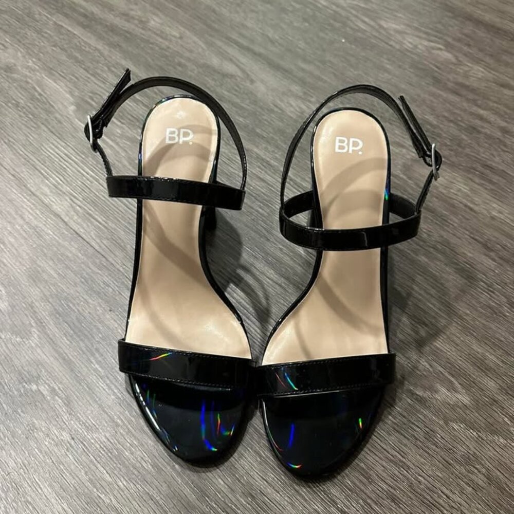 Iridescent black heels